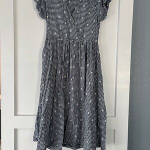 Madewell Gray Smocked Sundress with Flutter Sleeves